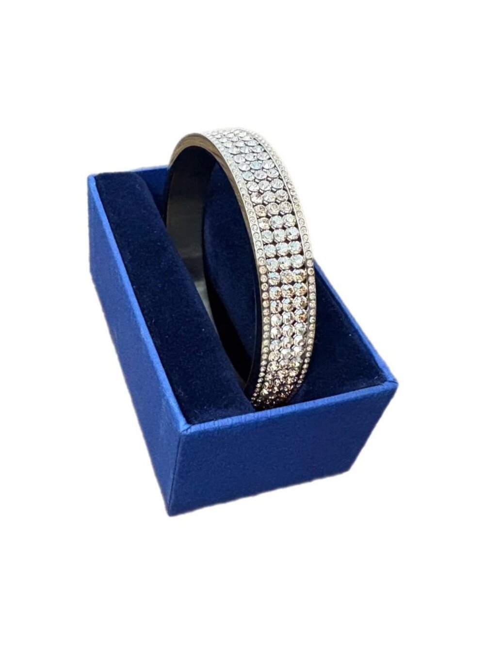 Authentic Swarovski Crystal Pavé Bangle Bracelet – Silver Tone – Original Box